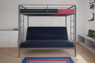 Sammuel Twin over Futon Metal Bunk Bed with Integrated Ladders and Guardrails