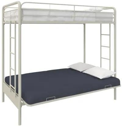 Sammuel Twin over Futon Metal Bunk Bed with Integrated Ladders and Guardrails