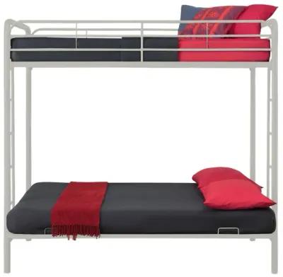 Sammuel Twin over Futon Metal Bunk Bed with Integrated Ladders and Guardrails