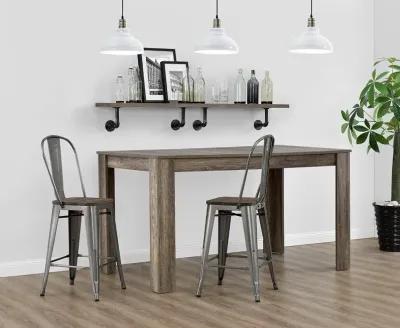 Luxor 24 Inch Metal Counter Height Bar Stool with Wood Seat, Set of 2