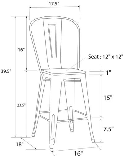 Luxor 24 Inch Metal Counter Height Bar Stool with Wood Seat, Set of 2