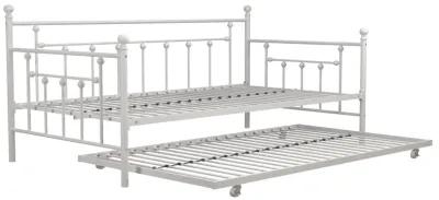 Manila Metal Daybed and Trundle Set with Sturdy Metal Frame and Slats