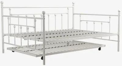 Manila Metal Daybed and Trundle Set with Sturdy Metal Frame and Slats