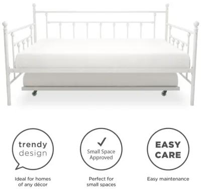 Manila Metal Daybed and Trundle Set with Sturdy Metal Frame and Slats