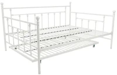 Manila Metal Daybed and Trundle Set with Sturdy Metal Frame and Slats