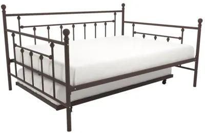 Manila Metal Daybed and Trundle Set with Sturdy Metal Frame and Slats