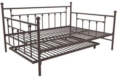 Manila Metal Daybed and Trundle Set with Sturdy Metal Frame and Slats