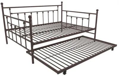 Manila Metal Daybed and Trundle Set with Sturdy Metal Frame and Slats