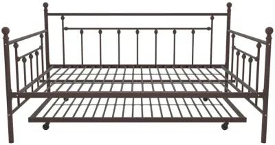 Manila Metal Daybed and Trundle Set with Sturdy Metal Frame and Slats