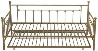 Manila Metal Daybed and Trundle Set with Sturdy Metal Frame and Slats