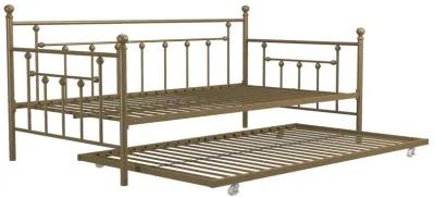 Manila Metal Daybed and Trundle Set with Sturdy Metal Frame and Slats