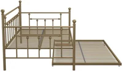 Manila Metal Daybed and Trundle Set with Sturdy Metal Frame and Slats