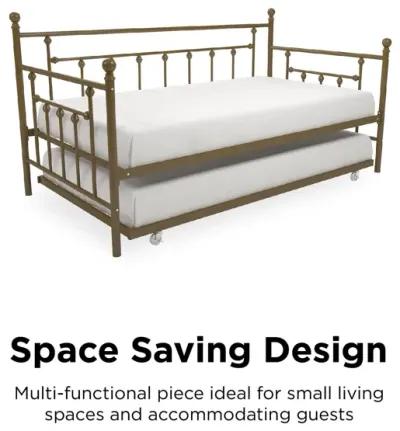 Manila Metal Daybed and Trundle Set with Sturdy Metal Frame and Slats