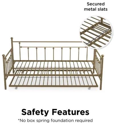 Manila Metal Daybed and Trundle Set with Sturdy Metal Frame and Slats