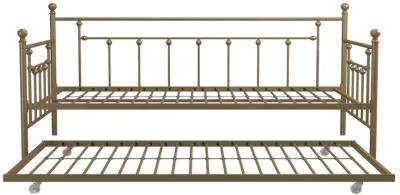 Manila Metal Daybed and Trundle Set with Sturdy Metal Frame and Slats