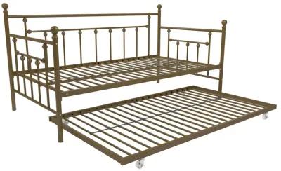 Manila Metal Daybed and Trundle Set with Sturdy Metal Frame and Slats