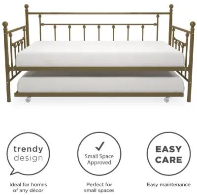 Manila Metal Daybed and Trundle Set with Sturdy Metal Frame and Slats