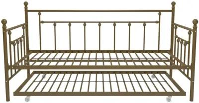 Manila Metal Daybed and Trundle Set with Sturdy Metal Frame and Slats