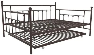 Manila Metal Daybed and Trundle Set with Sturdy Metal Frame and Slats