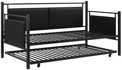 Astoria Metal and Upholstered Daybed and Trundle Set with Faux Leather Padding