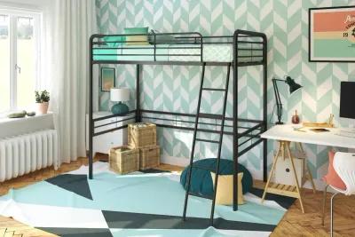 Tommy Metal Twin Loft Bed with Secured and Slanted Ladder