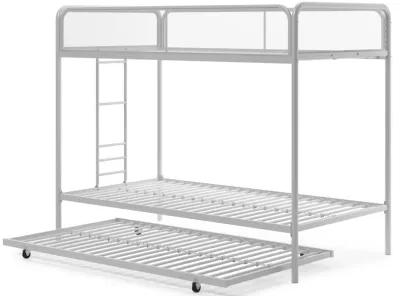 Triple Metal Twin over Twin Bunk Bed with Trundle and Integrated Ladder