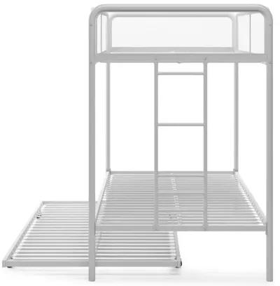 Triple Metal Twin over Twin Bunk Bed with Trundle and Integrated Ladder