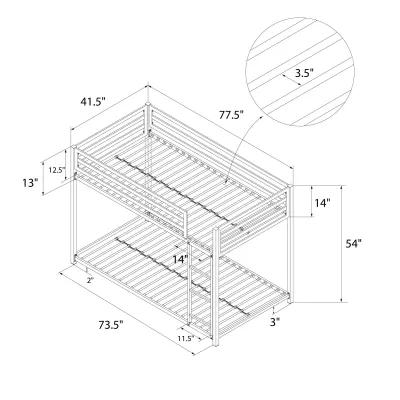 Miles Twin Over Twin Metal Bunk Bed with Metal Slats and Integrated Ladder