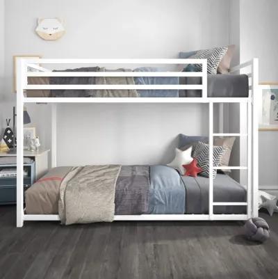 Miles Twin Over Twin Metal Bunk Bed with Metal Slats and Integrated Ladder