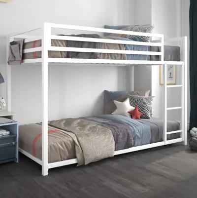 Miles Twin Over Twin Metal Bunk Bed with Metal Slats and Integrated Ladder