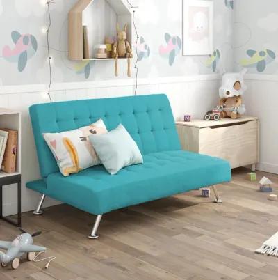 Milo Kids Sofa Futon with Sturdy Frame and Slanted Chrome Legs