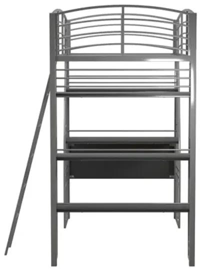 Sage Studio Twin Loft Bed with Integrated Desk and Shelves