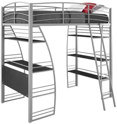 Sage Studio Twin Loft Bed with Integrated Desk and Shelves