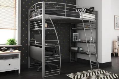 Sage Studio Twin Loft Bed with Integrated Desk and Shelves