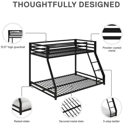 Miles Twin Over Twin Metal Bunk Bed with Metal Slats and Integrated Ladder