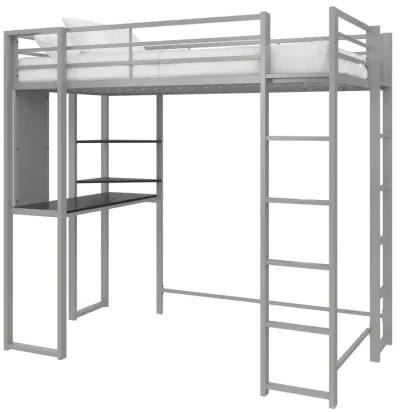 Abode Metal Loft Bed with Built in Desk and Storage Space