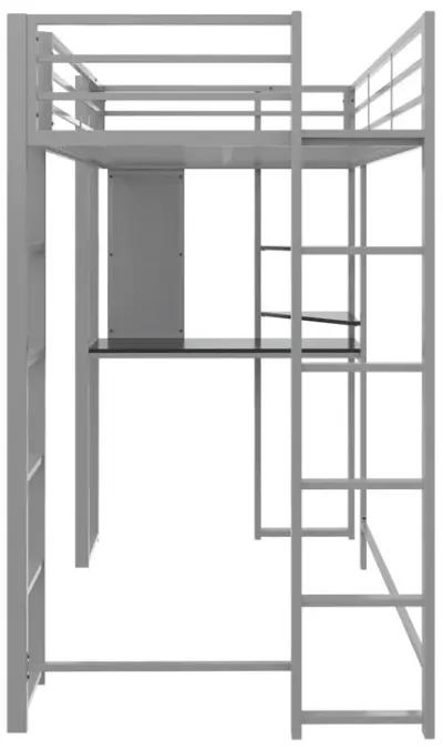 Abode Metal Loft Bed with Built in Desk and Storage Space