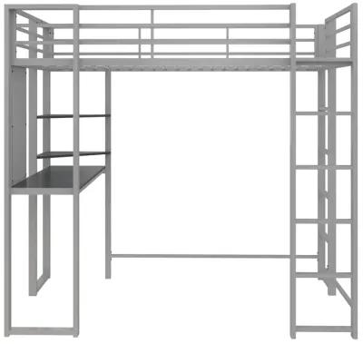 Abode Metal Loft Bed with Built in Desk and Storage Space