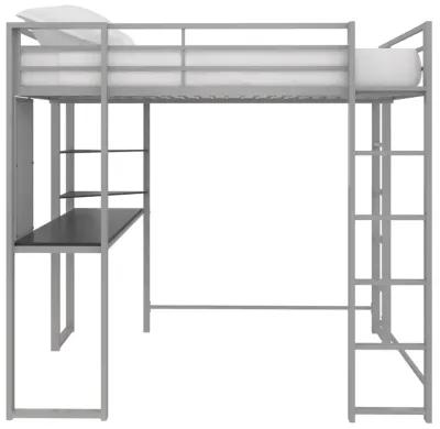 Abode Metal Loft Bed with Built in Desk and Storage Space