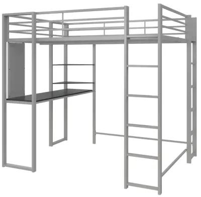 Abode Metal Loft Bed with Built in Desk and Storage Space