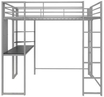 Abode Metal Loft Bed with Built in Desk and Storage Space