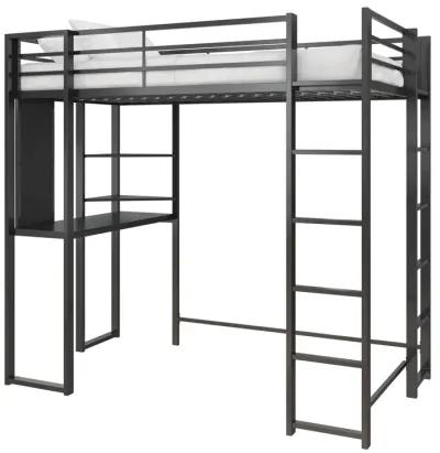 Abode Metal Loft Bed with Built in Desk and Storage Space