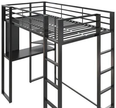 Abode Metal Loft Bed with Built in Desk and Storage Space