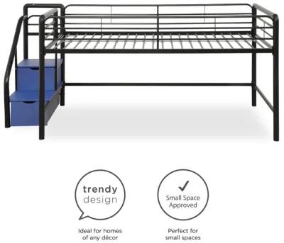 San Junior Low-Height Twin Loft Bed with Storage Steps