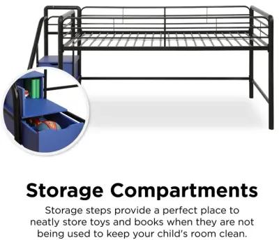 San Junior Low-Height Twin Loft Bed with Storage Steps