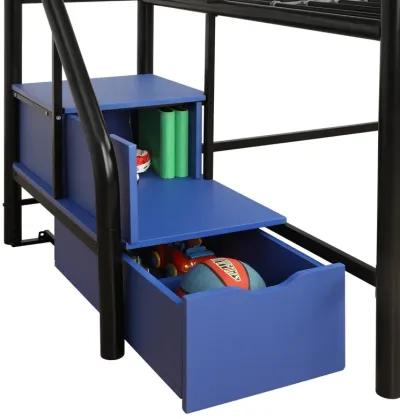 San Junior Low-Height Twin Loft Bed with Storage Steps