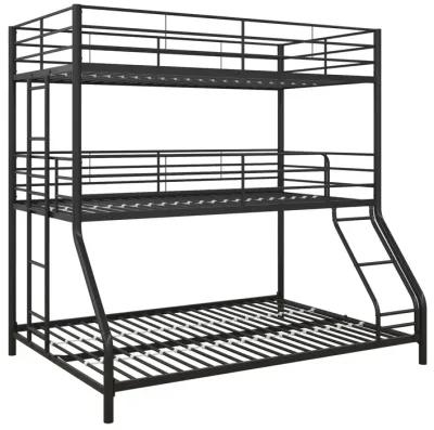 Everleigh Metal Triple Bunk Bed with Metal Slats and 2 Integrated Ladders