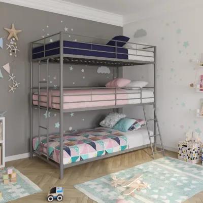 Everleigh Metal Triple Bunk Bed with Metal Slats and 2 Integrated Ladders