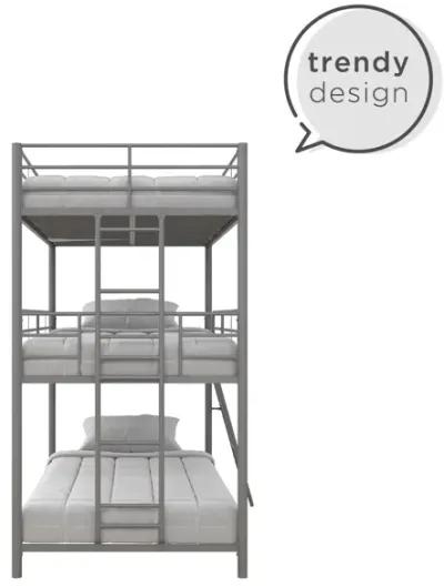 Everleigh Metal Triple Bunk Bed with Metal Slats and 2 Integrated Ladders