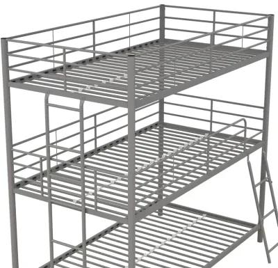 Everleigh Metal Triple Bunk Bed with Metal Slats and 2 Integrated Ladders